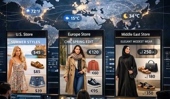 apparel and footwear recommendations adapting to climate, currency, and culture.