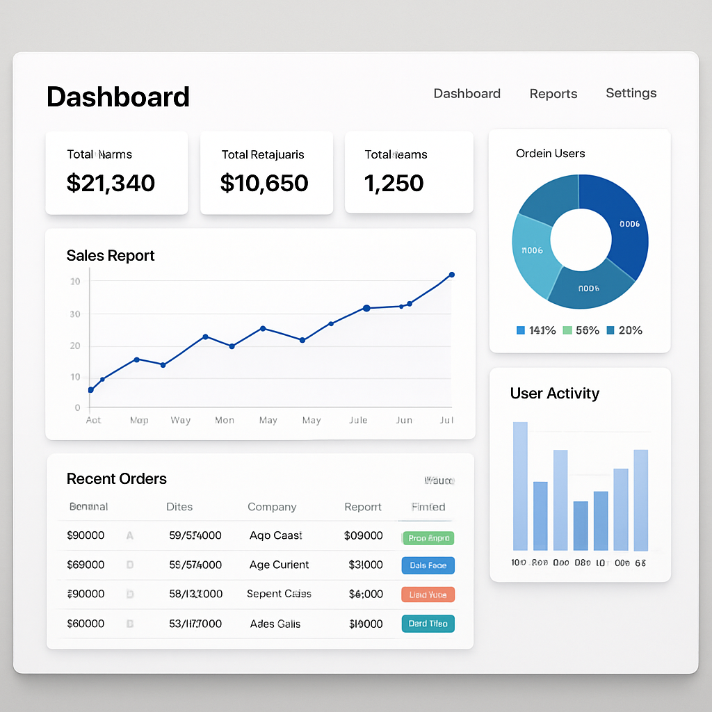 Dashboard view of a custom application