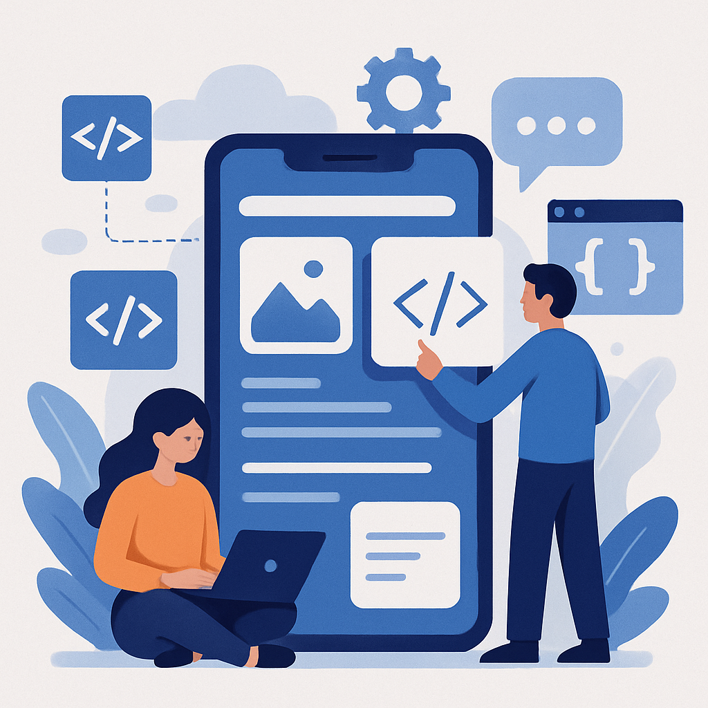 Modern digital application development illustration Modern digital application development illustration