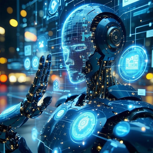 Modern digital interface representing intelligent automation in insurance Modern digital interface representing intelligent automation in insurance