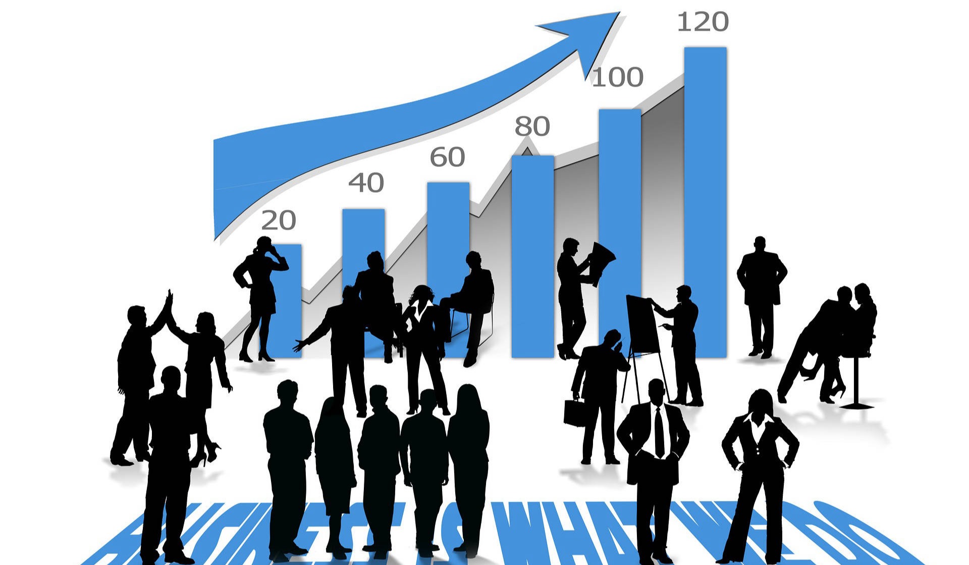 data graph with sketches of people talking